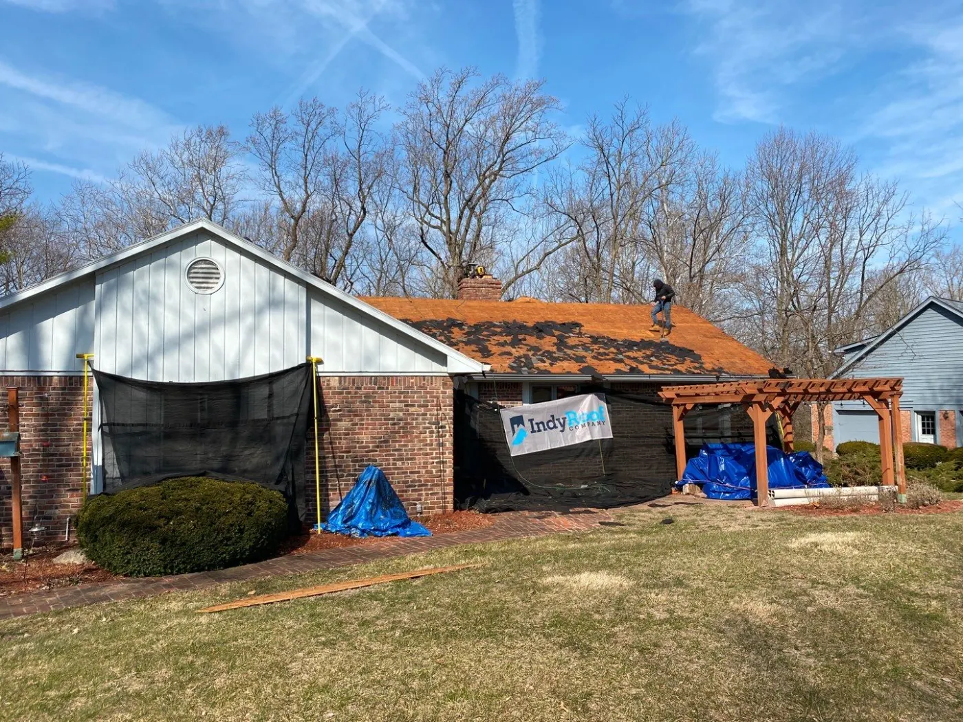 Storm damage documentation on a Crossfields commercial building